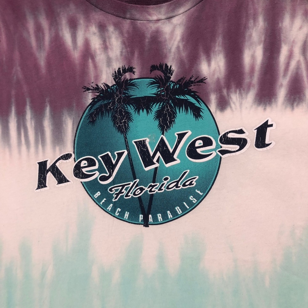 SUNA Key West Florida Tie Dye T-Shirt Beach Paradise‎ Palm Trees Purple Teal
